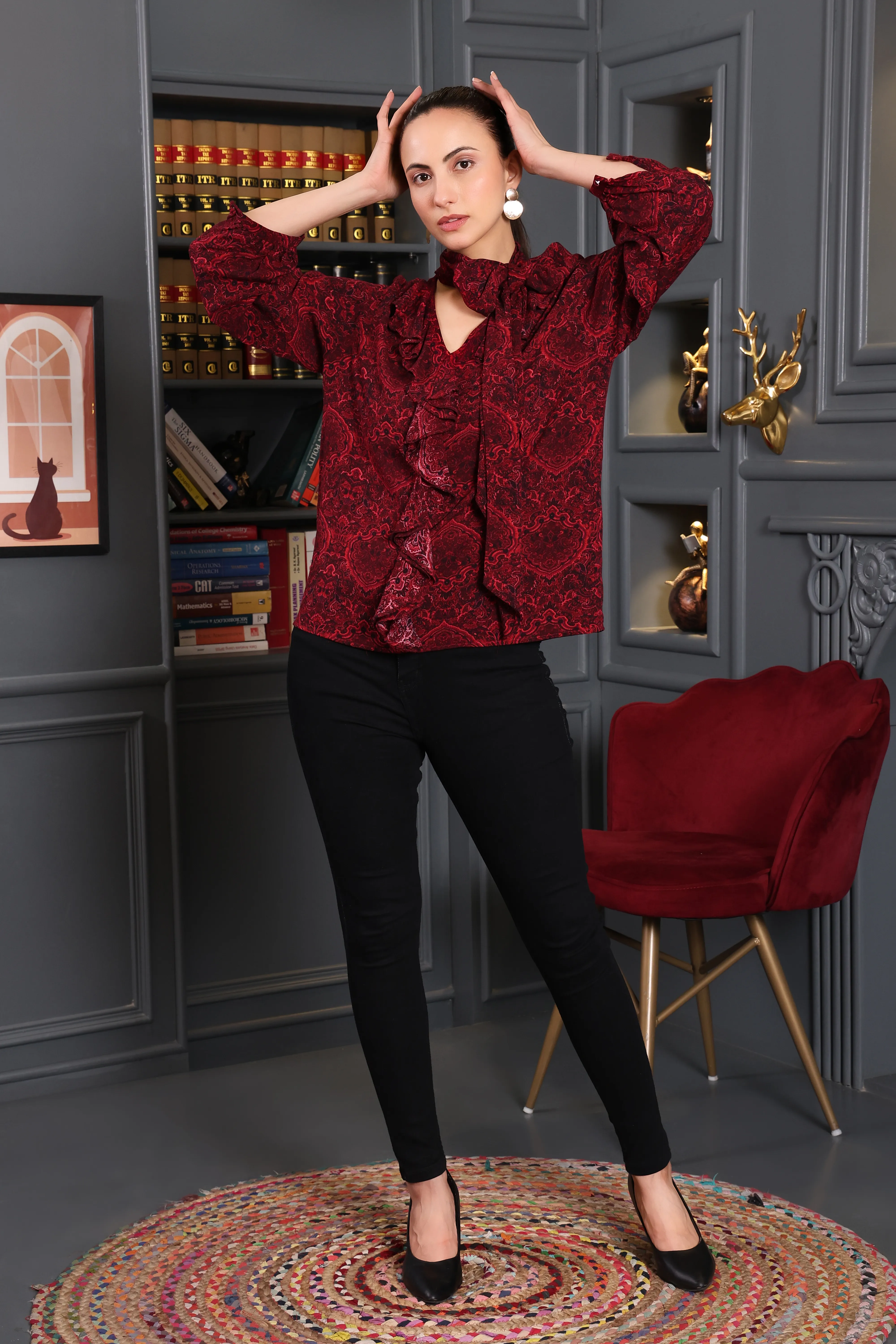 Paisley Bow Blouse — women's tops by Saiyaara