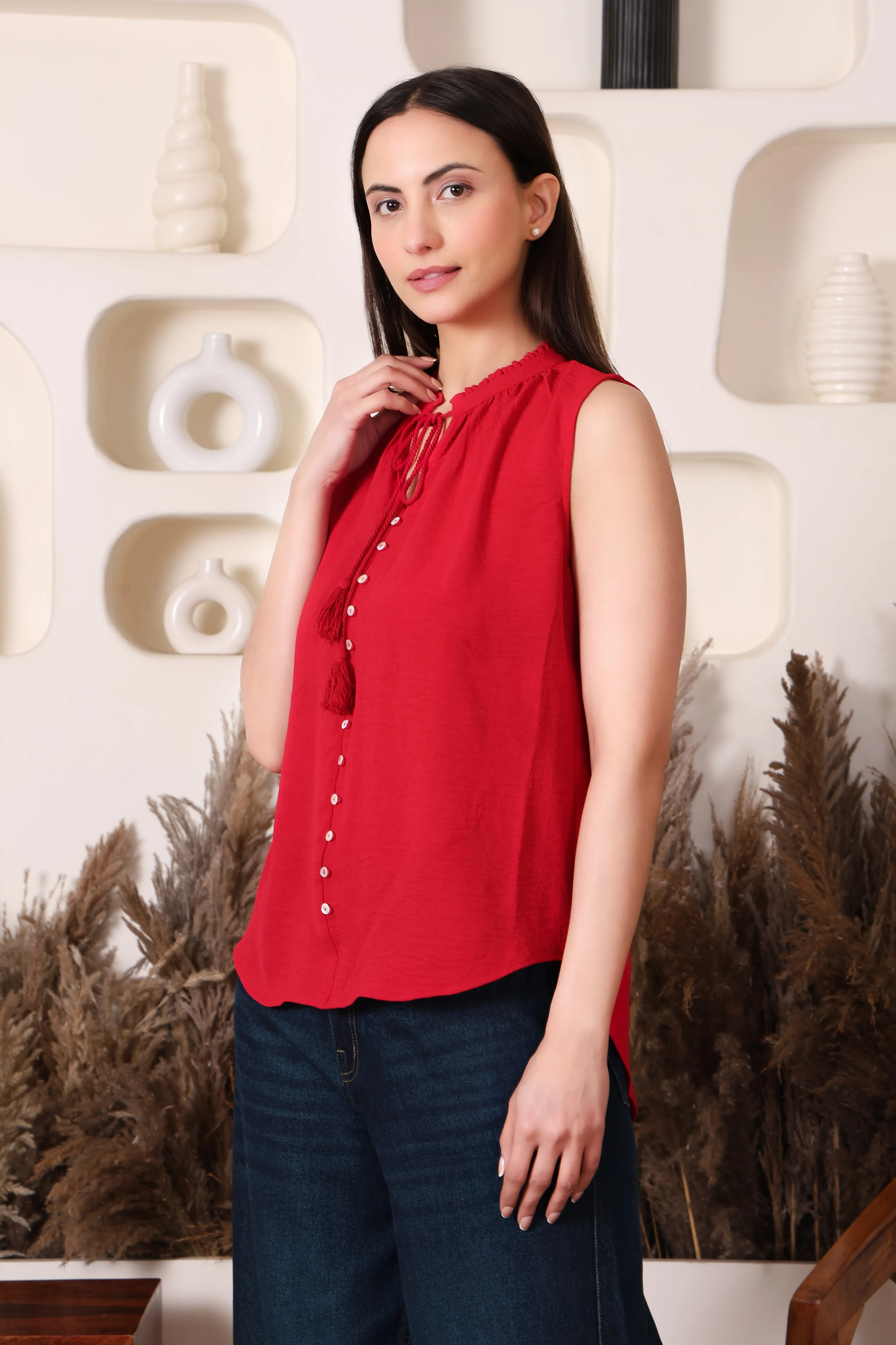 Vermillion Tassel Top alternate view