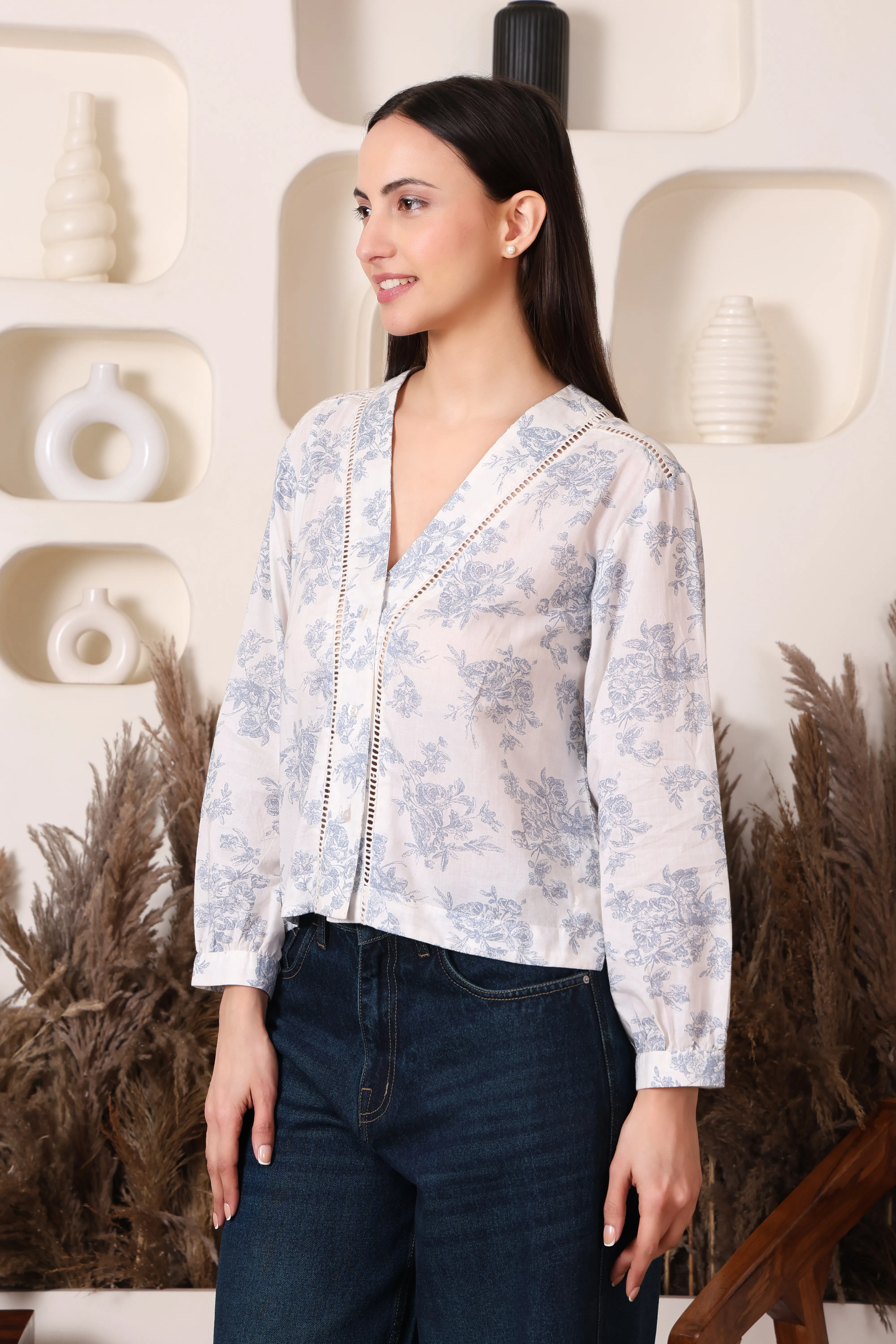 Ivory Floral Tie Blouse alternate view